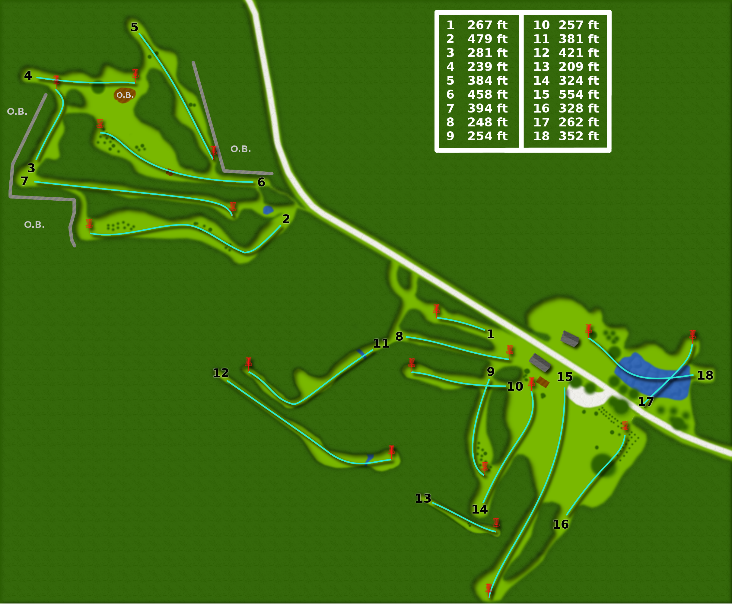 Flat Rock Disc Golf Course Map